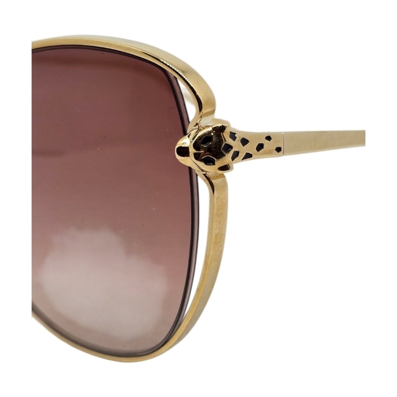 CARTIER SUNGLASSES ENAMEL Elegant Gold Sunglasses with pinkish Lenses - Picture 4 of 9